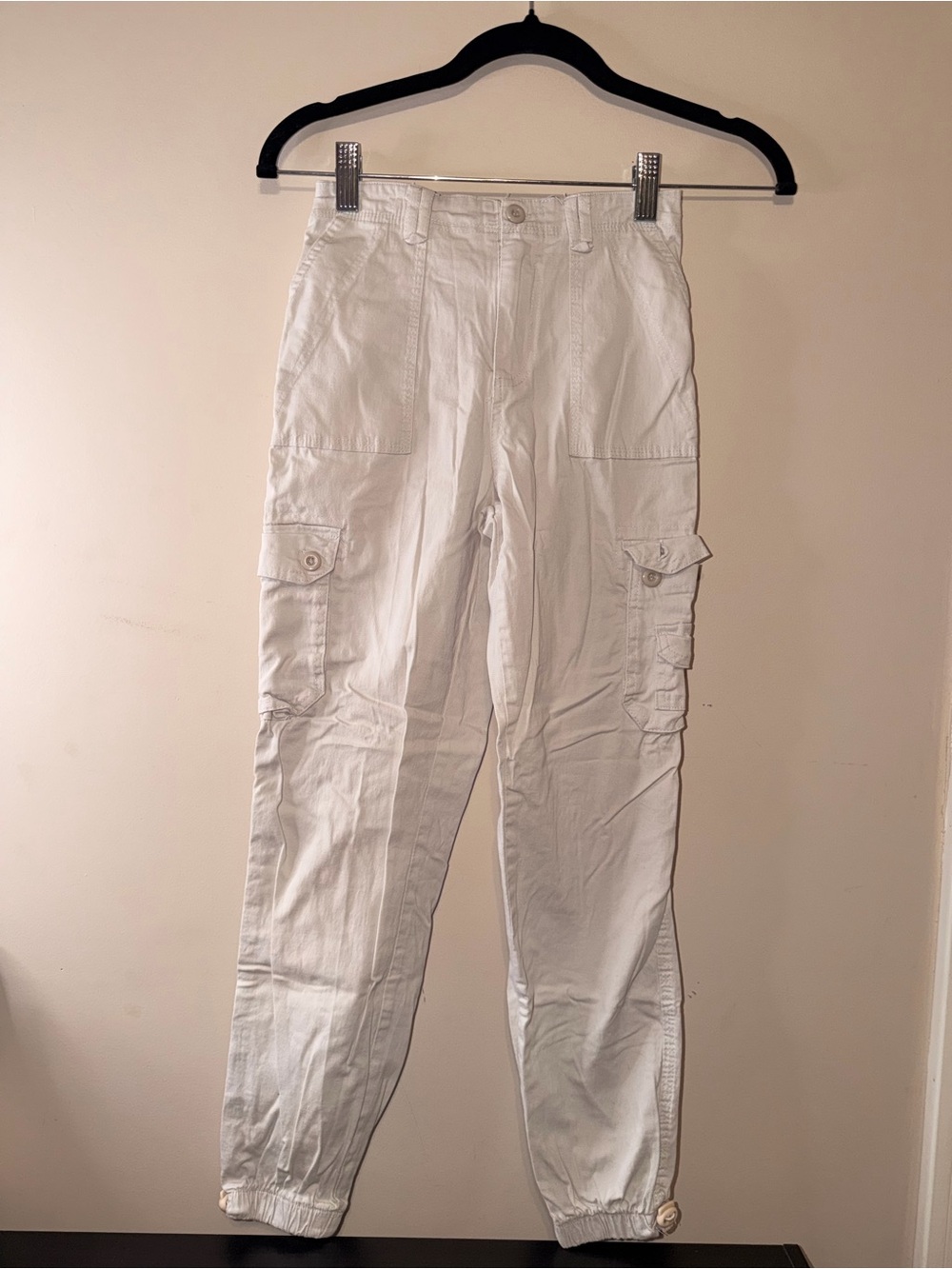 No Comment Kids White Cargo Jogger Pants - Lightweight Utility Style